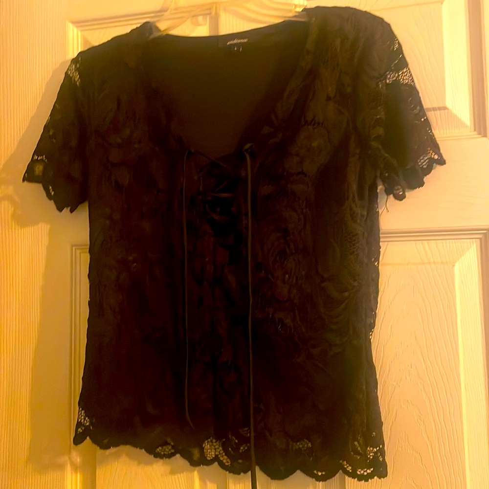 Super sexy V-neck, lace tie up shirt